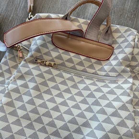 Womens Beige Printed Backpack Purse - Picture 5 of 8